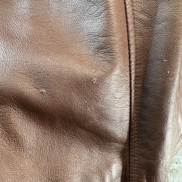 Danier‎ Vintage Leather Jacket Womens 2XL Brown Full Zip Butter Soft Above Knee - Picture 7 of 13
